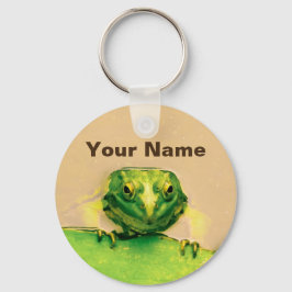 Personalisierter Name des coolen grünen Frosches Schlüsselanhänger