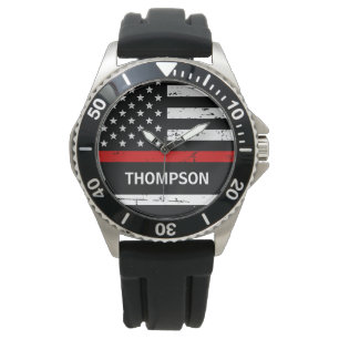 Personalisierter Name des Feuerwehrmanns der dünne Armbanduhr