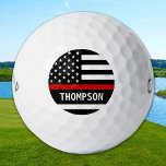 Personalisierter Name des Feuerwehrmanns der dünne Golfball<br><div class="desc">Thin Red Line Firefighter Golf Balls - USA Fahne Design in Firefighter Flag Farben, modernes schwarz rotes Design. Diese personalisierten Feuerwehrgolfbälle sind perfekte Feuerwehrgeschenke, Feuerwehrleute Ruhestandsgeschenke. . Personalisieren Sie diese Feuerwehrmänner dünnen roten Schlangenbälle mit Namen der Feuerwehr. COPYRIGHT © 2020 Judy Burrows, Black Dog Art - Alle Rechte vorbehalten. Personalisierter...</div>