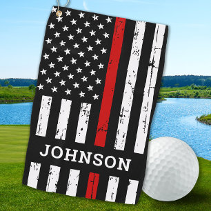 Personalisierter Name des Feuerwehrmanns der dünne Golfhandtuch
