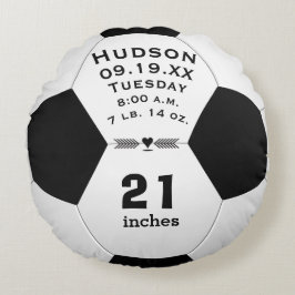 Personalisierter Name des Fußball und Babystatus Rundes Kissen