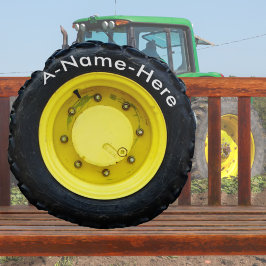 personalisierter Name des Gelbtraktorreifen Rundes Kissen
