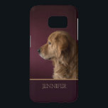 Personalisierter Name des Golden Retriever | Hund<br><div class="desc">Dieses Design verfügt über einen Golden Retriever Hund mit der Möglichkeit,  den Textnamen zu personalisieren oder zu löschen,  der in beliebter moderner Typografie geschrieben ist. #retriever #dog #personalisiert #Tasche #puppy #niedlich #gifts #fashion #Samsung</div>
