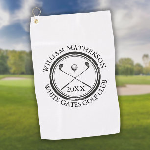 Personalisierter Name des Golfers Schlägername und Golfhandtuch