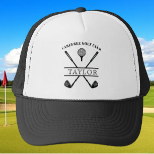 Personalisierter Name des Golfklubs Schwarz-weiß Truckerkappe