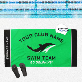 Personalisierter Name des Green Swim Teams Schwimm Strandtuch