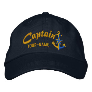 Personalisierter Name des Hauptmanns Nautical Anch Bestickte Kappe