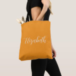 Personalisierter Name des Herbst-Abigail-Skripts<br><div class="desc">Herbst Abigail Script Personalisiert Name Individuelle Name Orange Tote Tasche.</div>