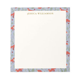 Personalisierter Name des Holzfuchs Botanisches Mu Notizblock