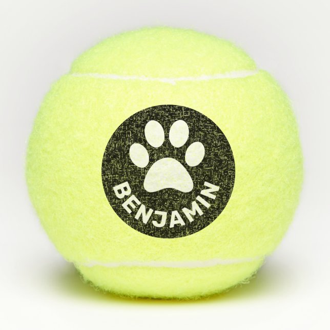 Personalisierter Name des Hundes auf Paw Tennisbälle (Vorderseite)