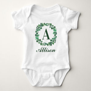 Personalisierter Name des Kindes mit Eucalyptus Wa Baby Strampler