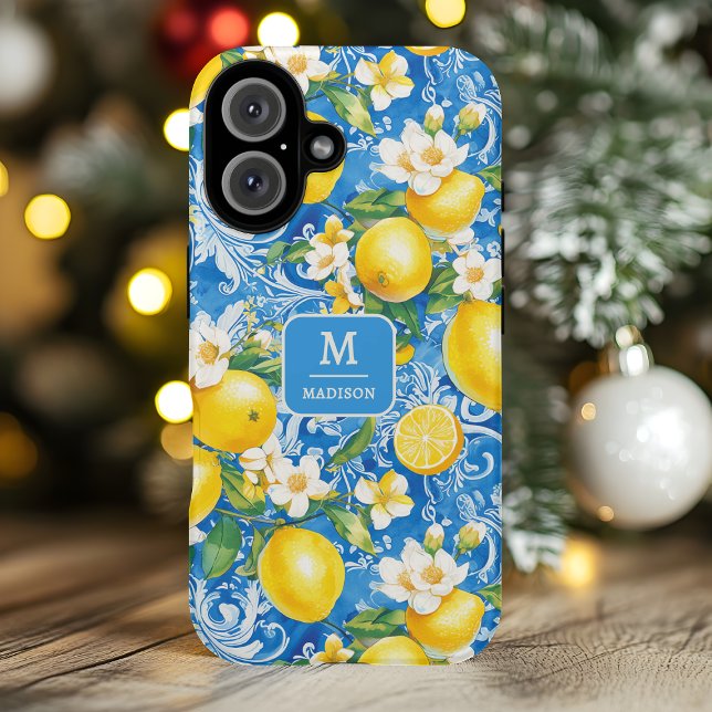 Personalisierter Name des Lemon Citrus Monogram Case-Mate iPhone Hülle (Von Creator hochgeladen)