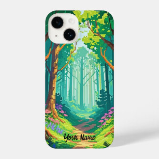 Personalisierter Name des Magischen Forest Pixel iPhone 14 Hülle