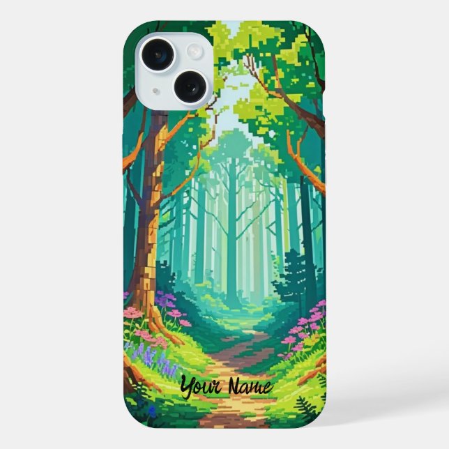 Personalisierter Name des Magischen Forest Pixel iPhone Hülle (Rückseite)
