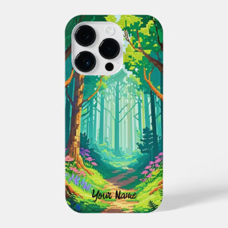 Personalisierter Name des Magischen Forest Pixel iPhone 14 Pro Hülle