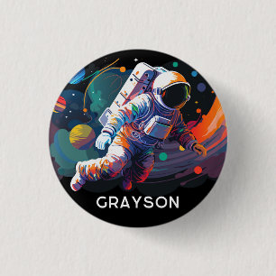 Personalisierter Name des modernen Astronauten Button
