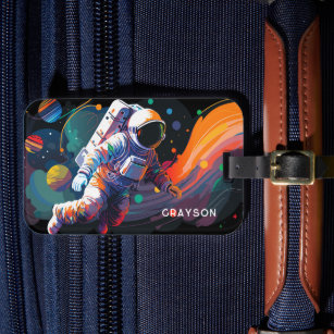 Personalisierter Name des modernen Astronauten Gepäckanhänger