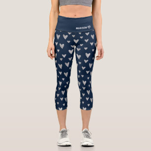 Personalisierter Name des modernen blauen Silberhe Capri Leggings
