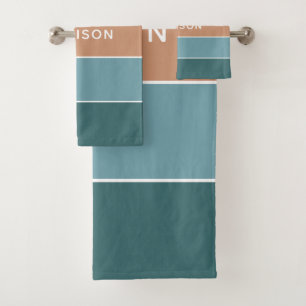 Personalisierter Name des modernen Colorblock Eart Badhandtuch Set