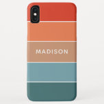 Personalisierter Name des modernen Colorblock Eart Case-Mate iPhone Hülle<br><div class="desc">Dieses farbenfrohe und moderne Design weist ein Farbblockmuster in Blau,  Braun und Orange auf,  mit Ihrem personalisierten Namen #iphone #Hüllen #iphonecases #electronics</div>