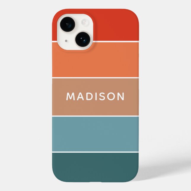 Personalisierter Name des modernen Colorblock Eart Case-Mate iPhone Hülle (Rückseite)
