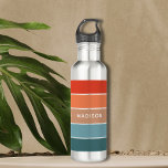 Personalisierter Name des modernen Colorblock Eart Edelstahlflasche<br><div class="desc">Dieses farbenfrohe und moderne Design weist ein Farbblockmuster in Blau,  Braun und Orange mit Ihrem personalisierten Namen auf</div>