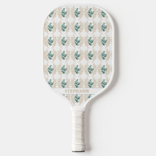 Personalisierter Name des modernen Goldflormusters Pickleball Schläger