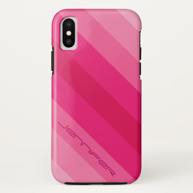 Personalisierter Name des modernen rosa diagonalen Case-Mate iPhone Hülle (Rückseite)
