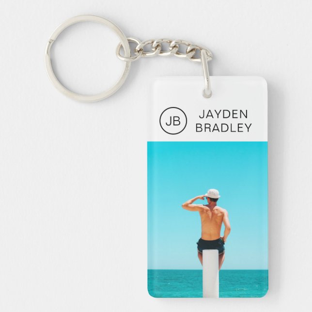 Personalisierter Name des Monogram-Fotos Schlüsselanhänger (Vorderseite)