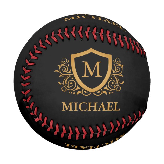 Personalisierter Name des Monogramms Baseball (Vorderseite Links)