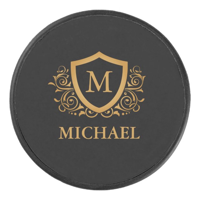 Personalisierter Name des Monogramms Eishockey Puck (Vorderseite)