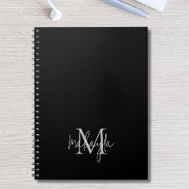 Personalisierter Name des Monogramms Schwarz Notizblock