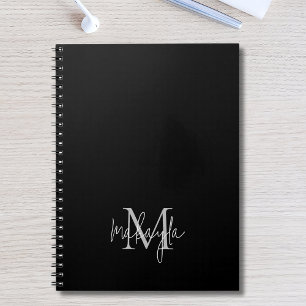 Personalisierter Name des Monogramms Schwarz Notizblock
