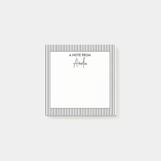 Personalisierter Name des Musters für Schwarz und  Post-it Klebezettel (Vorderseite)