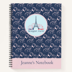 Personalisierter Name des Paris-Inspiriert Designs Notizbuch