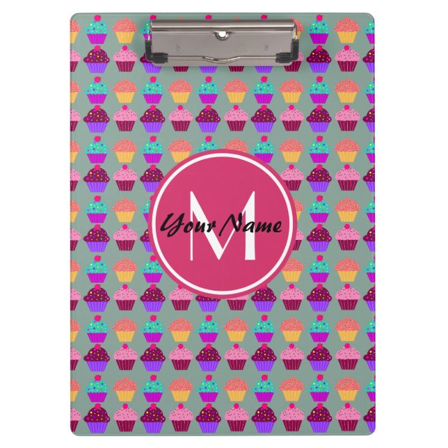 Personalisierter Name des Pink Cupcake, benutzerde Klemmbrett (Vorderseite)