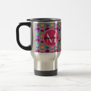 Personalisierter Name des Pink Cupcake, benutzerde Reisebecher
