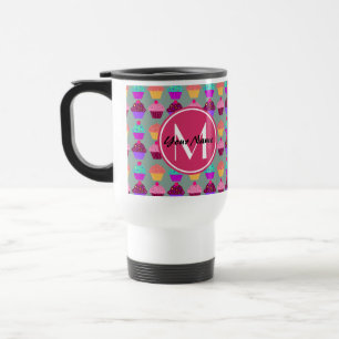 Personalisierter Name des Pink Cupcake, benutzerde Reisebecher