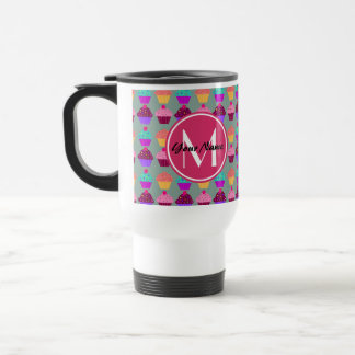 Personalisierter Name des Pink Cupcake, benutzerde Reisebecher