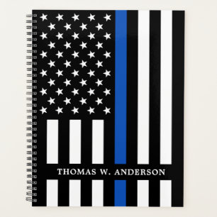 Personalisierter Name des Polizeibeamten Thin Blue Planer