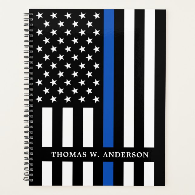 Personalisierter Name des Polizeibeamten Thin Blue Planer (Vorderseite)