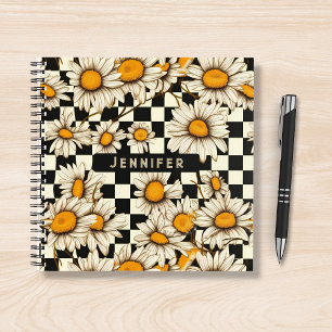 Personalisierter Name des Retro Groovy Daisy Check Notizbuch
