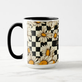 Personalisierter Name des Retro Groovy Daisy Check Tasse