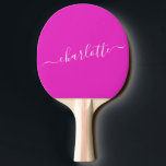 Personalisierter Name des rosafarbenen Skripts Tischtennis Schläger<br><div class="desc">Leichte Hot Pink Script Name Personalisiert Ping Pong Paddle</div>