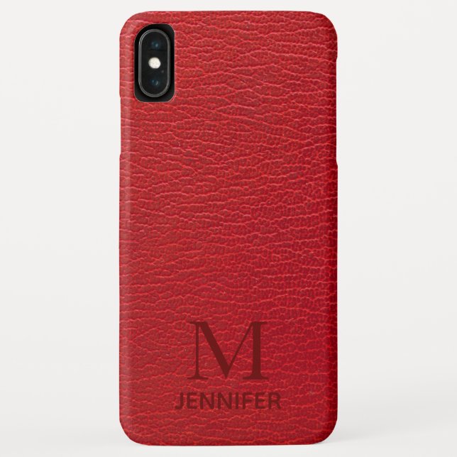 Personalisierter Name des roten textilen Ledermono Case-Mate iPhone Hülle (Rückseite)