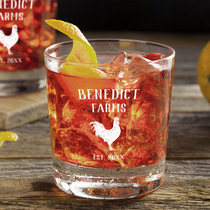 Personalisierter Name des rustikalen Hühners Whiskyglas