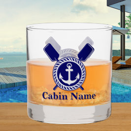 Personalisierter Name des Schiffes Anchor Navy Blu Whiskyglas