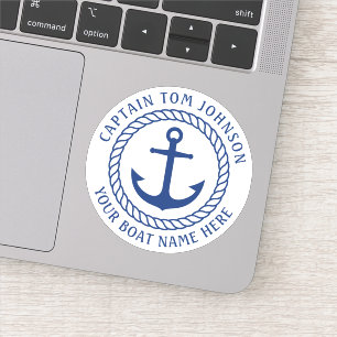 Personalisierter Name des Schiffes mit Ankerkapitä Aufkleber