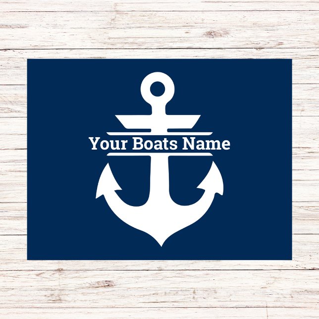 Personalisierter Name des Schiffes Nautical Navy B Fußmatte (Boat Mat)