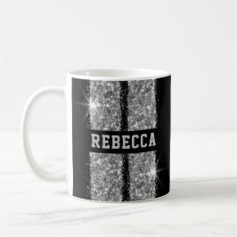 Personalisierter Name des Silver Racing Strips Kaffeetasse